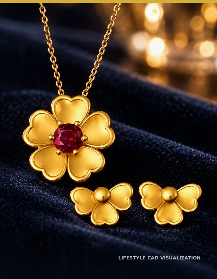 Floral Orbit — Pendant & Earrings